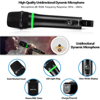 Bietrun UHF dobíjecí bezdrátový karaoke mikrofon 50M bezdrátový rádiový mikrofon 6,35 mm přijímač s Bluetooth dynamický kovový m